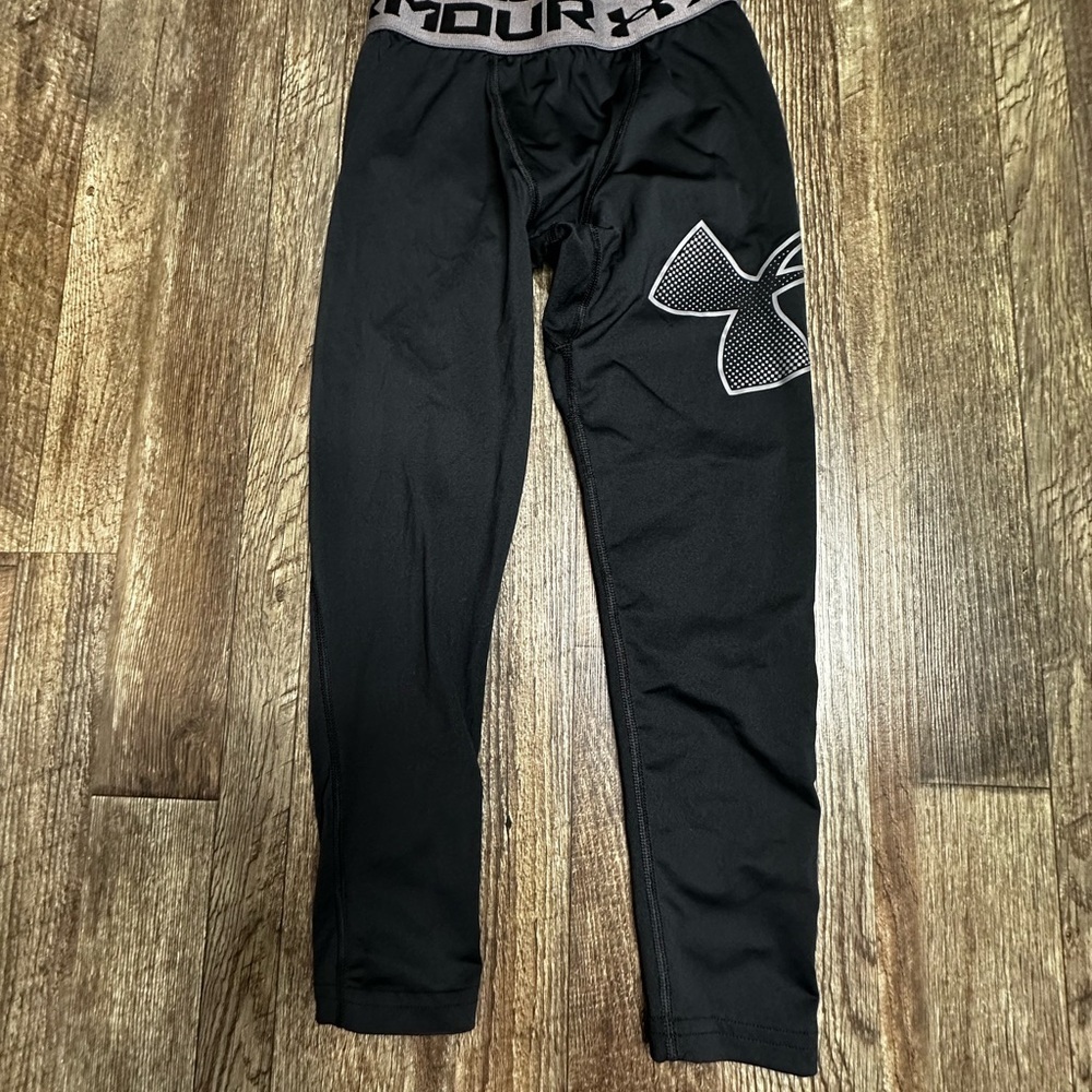 Under Armour Kids Black Leggings with Large Logo
